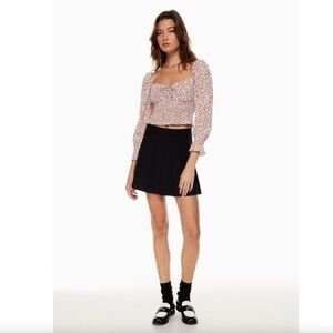 Aritzia Sunday Best Sinatra Floral Cognac Long Sleeve Puff Sleeve Blouse Size XL